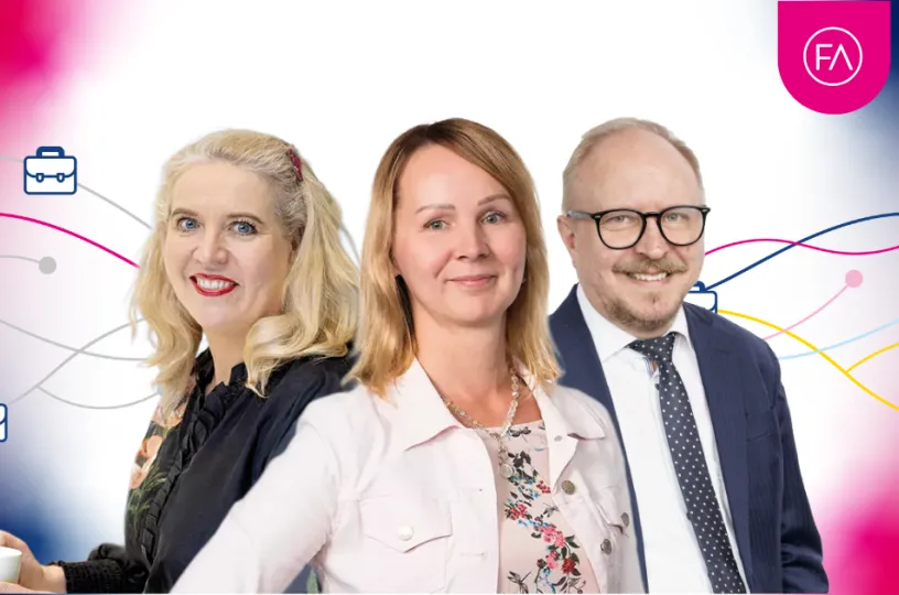 Kuvassa ovat Kati Korhonen-Yrjänheikki, Katja Granholm ja Arno Ahosniemi.