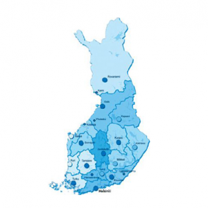 Suomen kartalla aluetoiminnan alueiden jako.