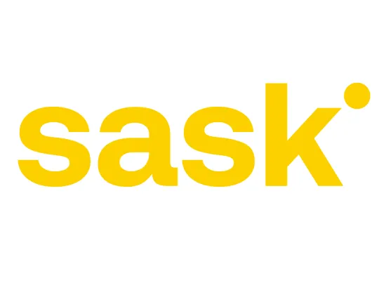 Keltainen sask-logo valkoisella taustalla.