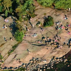 People spending a summer day at the beach